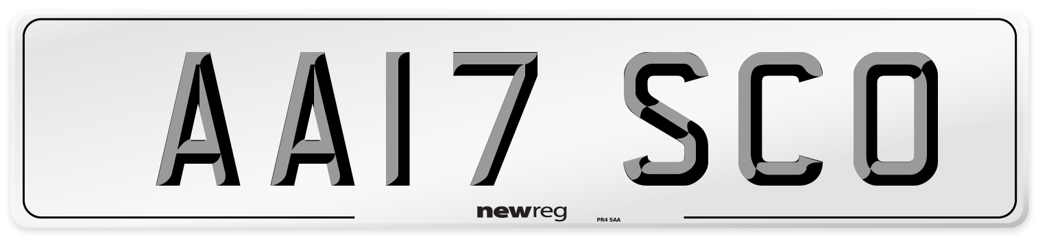 AA17 SCO Number Plate from New Reg